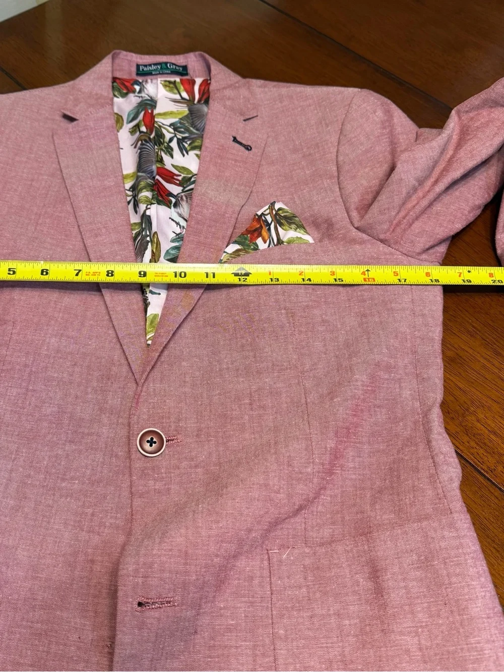 Paisley & Gray Blazer Mens 36R Linen Blend Mauve Slim Fit Tropical Lining Preppy